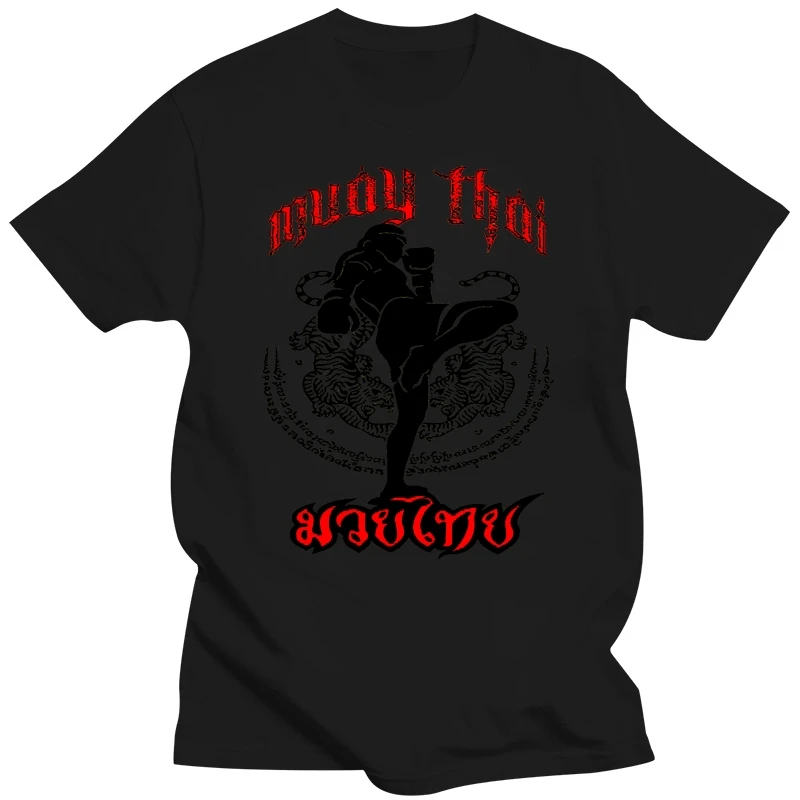 Футболки Muay Thai Kick Thailand Martial Art Logo Badge Мужская хлопковая футболка с коротким рукавом