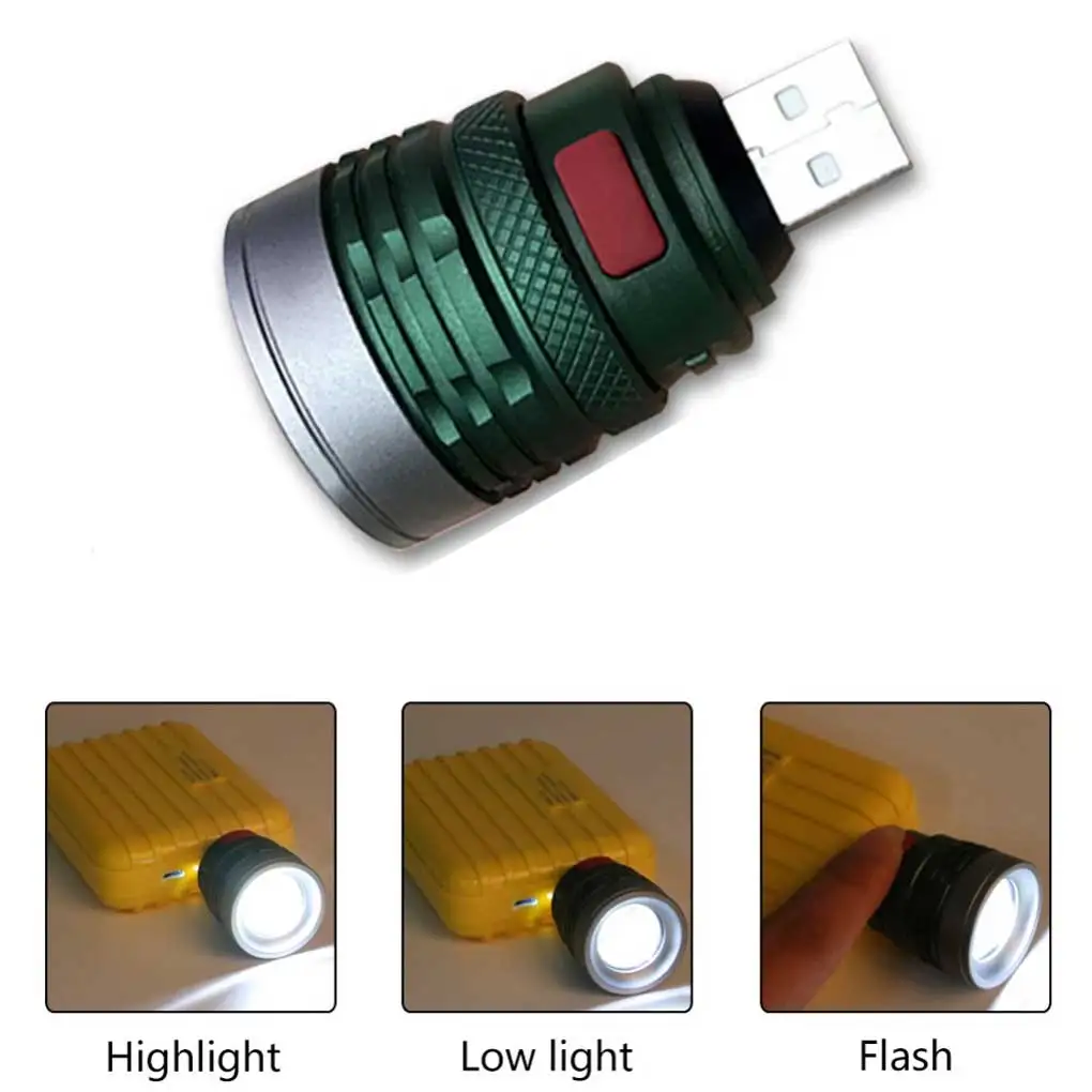 

Mini USB Flashlight Portable Zoomable Torch Cordless Repair Work Lighting Lamp Pocket Lantern Light Purple Light