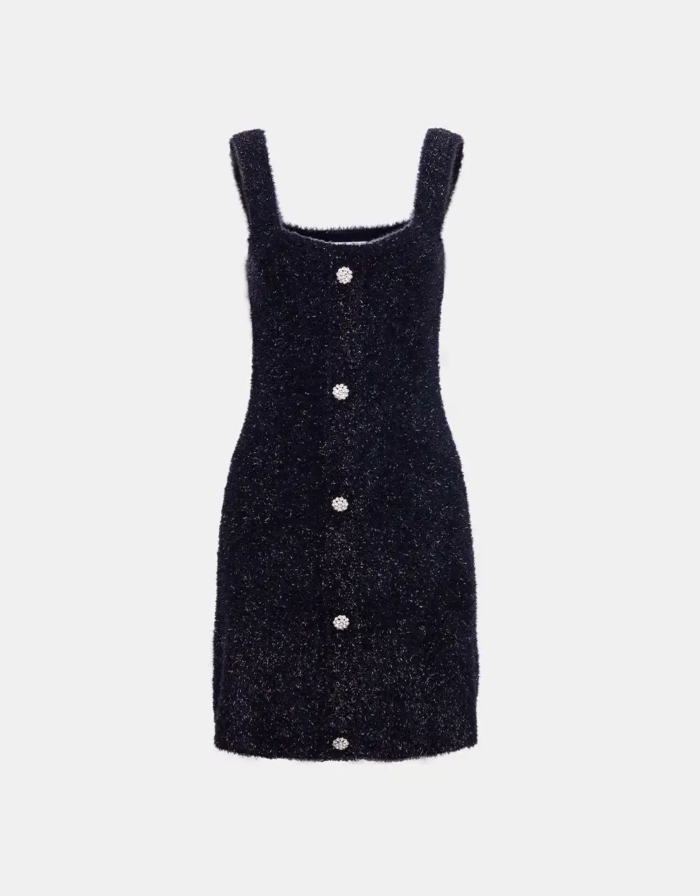 

Rhinestone Button Front Knit Cami Dress