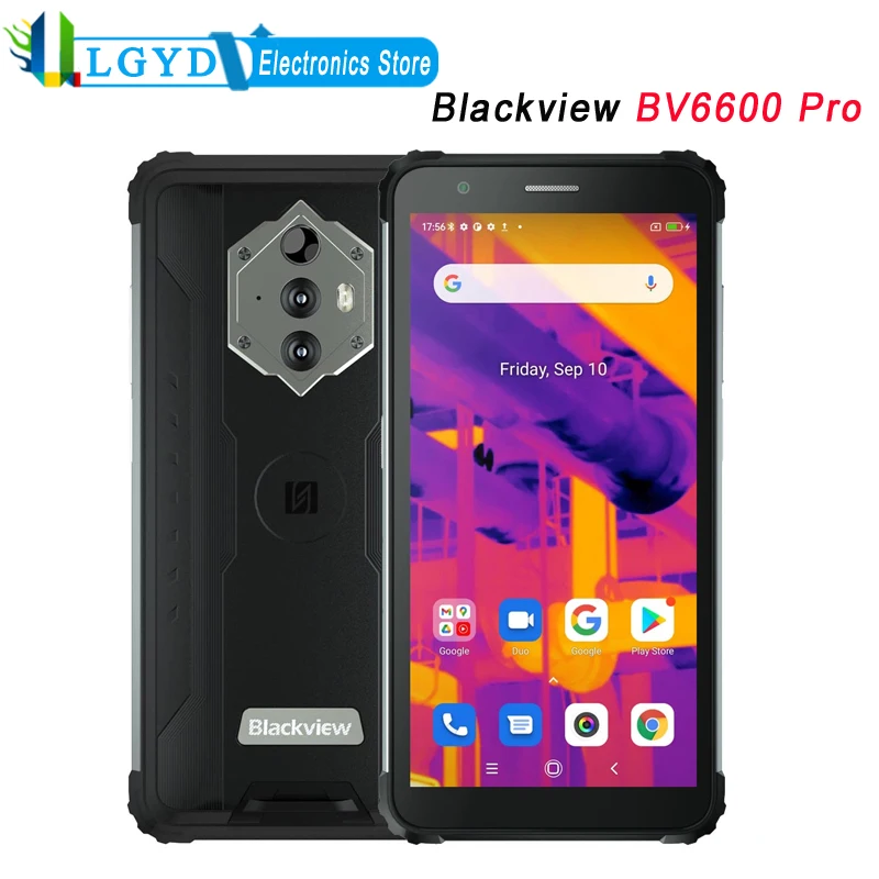 

Blackview BV6600 Pro Thermal Rugged Phone Waterproof 4GB+64GB ROM 5.7'' Android MTK Helio P35 Octa Core 2.3GHz NFC Dual SIM 4G
