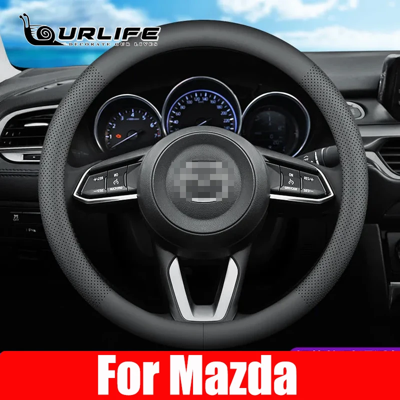 

38 CM PU Leather Car Steering Wheel Cover for Mazda 3 CX-3 CX-4 CX-5 CX-7 CX-9 Axela 6 Gh Gj Anti-Slip Funda Volante Accessories