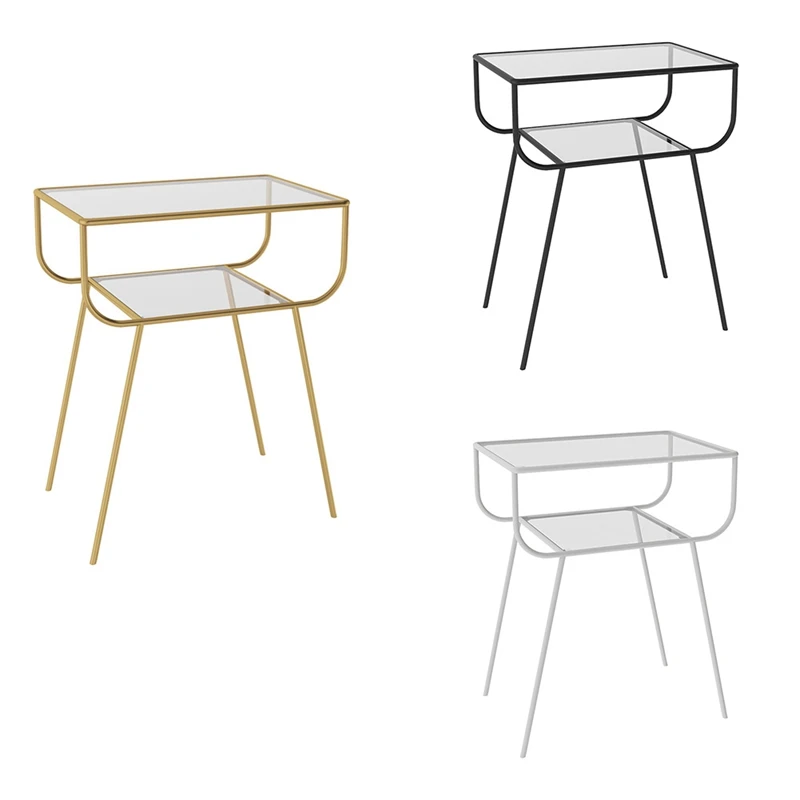 

Кованый железный современный простой золотой светильник лый роскошный угловой диван из закаленного стекла и боковой столик для спальни