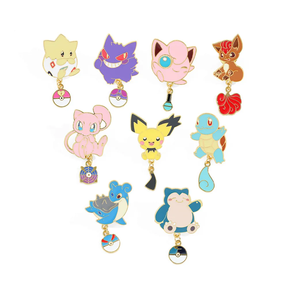 Булавки-подвески с покемонами Jigglypuff Gengar Vulpix Mew Lapras Pichu Squirtle Togepi Snorlax с хвостом и PokeBall Броши Подарки для фанатов (art.: 3920cf64797b7) - 3920cf64797b7
