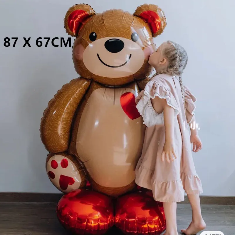 

Love Heart Bear Foil Balloons Happy Birthday Valentine’s Day Party Decor Air Helium Globos Wedding Decorations Kids Toys Balloon