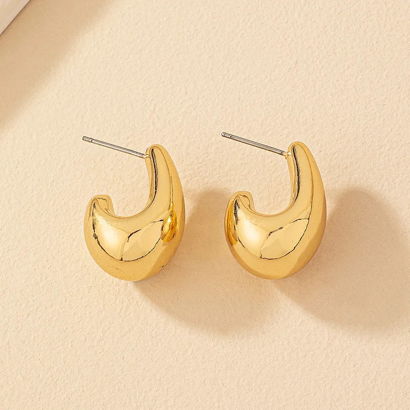 

Винтажные металлические серьги-гвоздики золотого цвета в форме капли воды для женщин и девушек новые модные круглые серьги ювелирные изделия Модные подарки e287