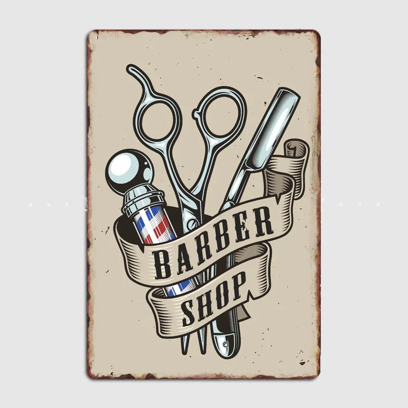 

Barber Shop Decorative Poster Metal Poster Retro Garage Living Room Decorations For Men Wall Custom Tin Vintage Home Decor