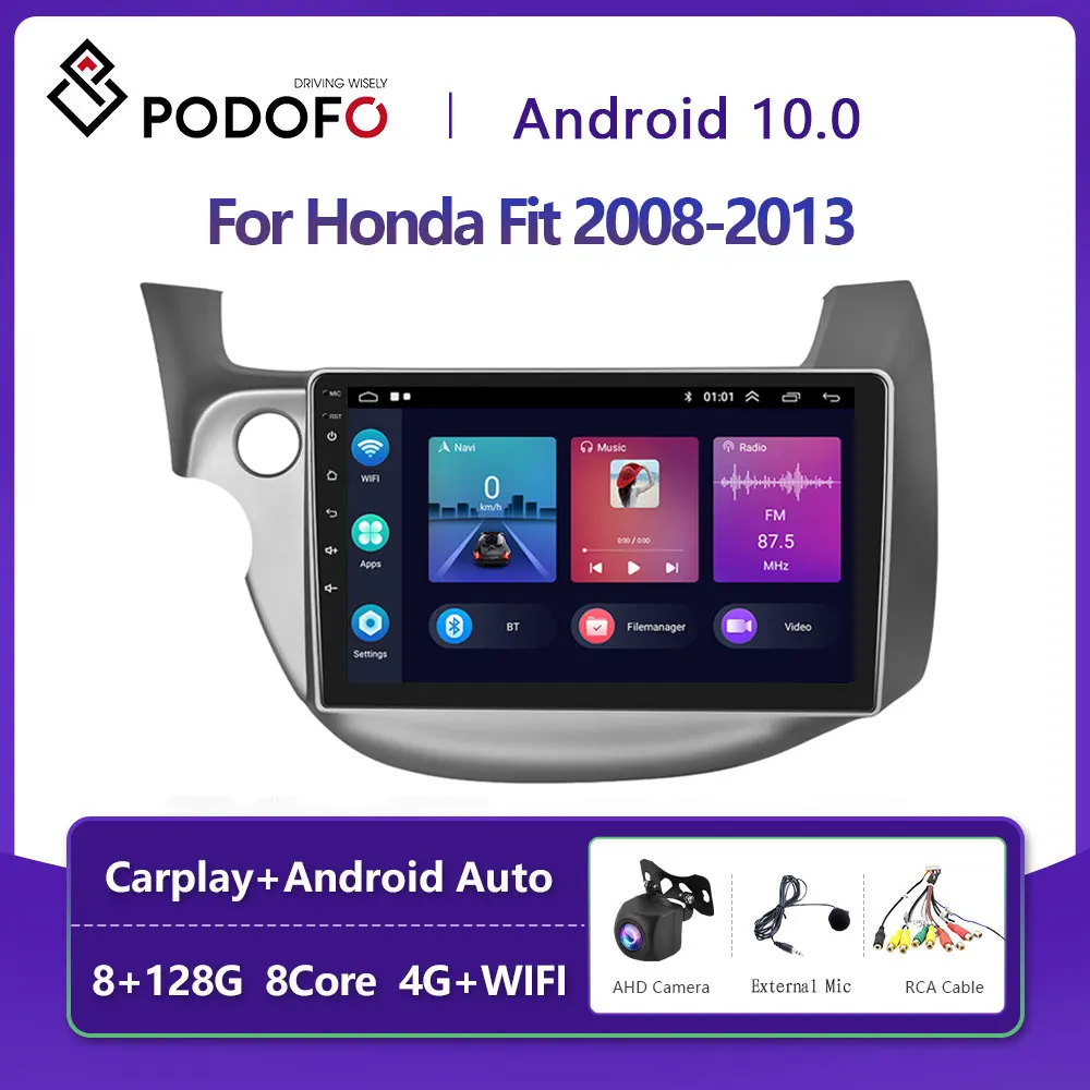 

Podofo 2Din 4G Android 11 WiFi DSP CarPlay Car stereo Radio Multimedia Video Player For Honda Fit 2008-2013 Navigation GPS Radio