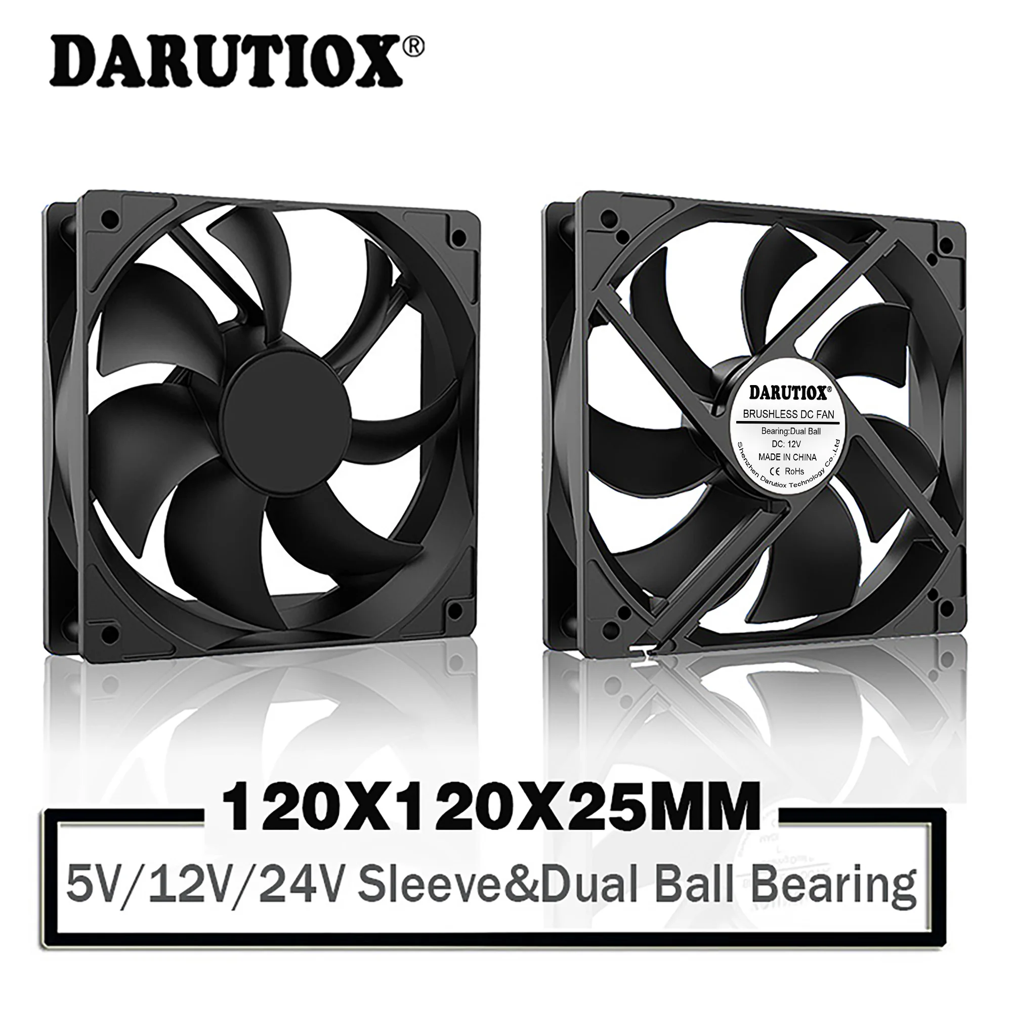 120 мм вентилятор постоянного тока 5 в 12 В 24 в 48 в 120x120x25 мм рукав/шаровой Вентилятор охлаждения 12025 12 см чехол для ПК ноутбука компьютера Бесщеточный вентилятор охлаждения
