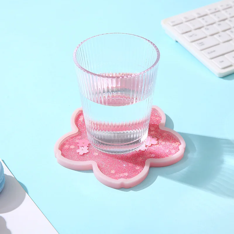 Подставки с сыпучим песком для напитков Горячие силиконовые подставки блестками