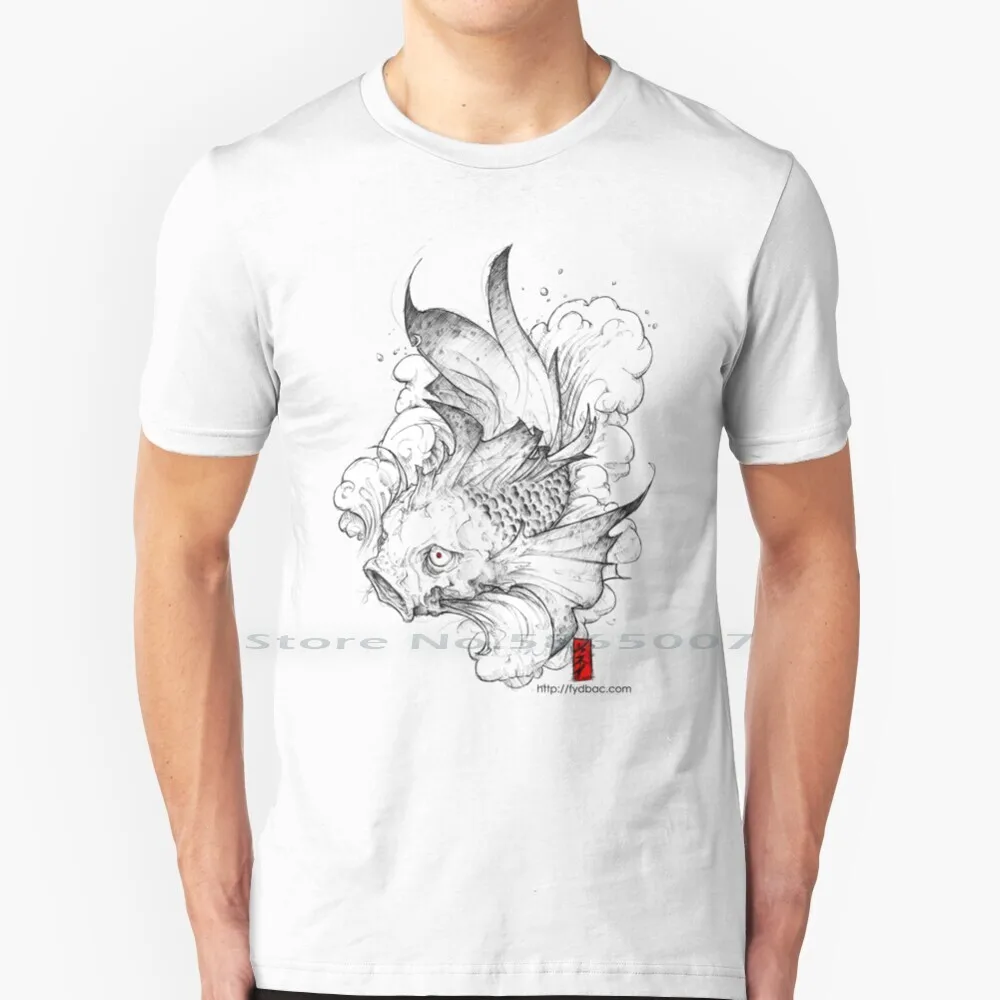 

Koi | Прозрачная футболка из 100% хлопка с татуировкой Koi Fydbac, большой размер 6xl, модная футболка в подарок