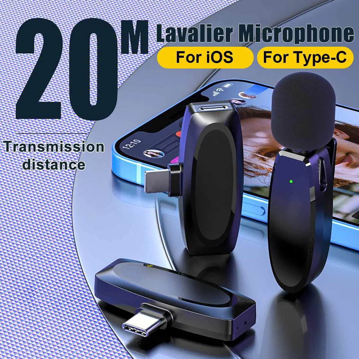 

Wireless Lavalier Microphone Portable Audio Video Recording Mini Mic for iPhone Android Live Broadcast Gaming Phone Microfonoe