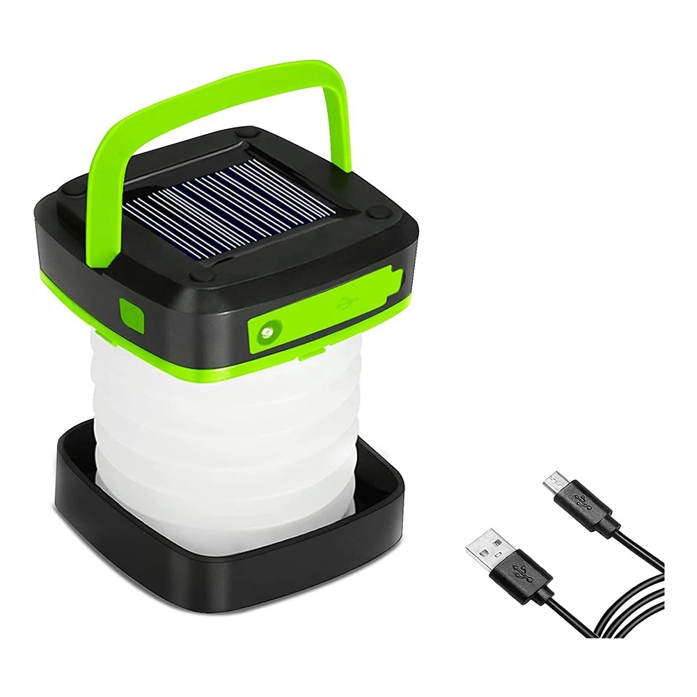 

Solar Powered LED Camping Lanterns-USB Rechargeable Emergency Lights-Collapsible Camp Lanterns for Power Outages,Green