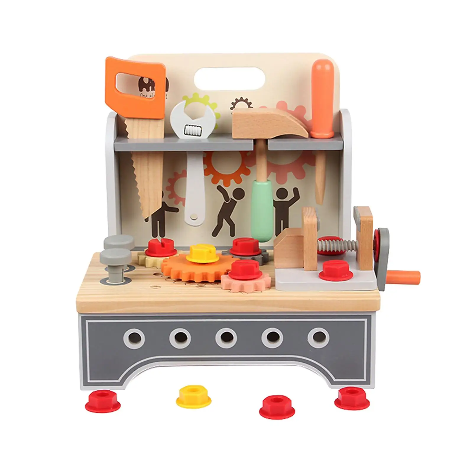 

Wood Play Set Pretend Play Toy Playset Play Tool for Workbench Outdoor