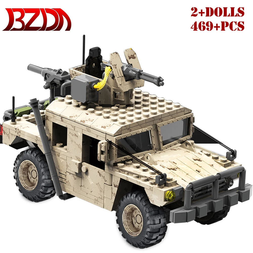 

BZDA Military Series Desert Hummer Creativity Car Building Blocks Military Vehicle Model Cars Toys Bricks For Boys Birthday Gift