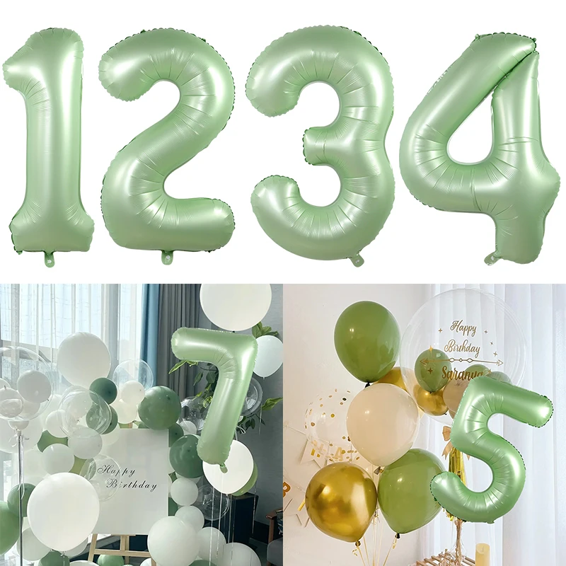 

40Inch Olive Green Color Number Balloons 0-9 Large Digital Foil Helium Ball Kids Adult Birthday Party Wedding Anniversary Decor