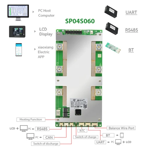 JBD Smart Bms 12v 4s Lifepo4 300A Плата защиты баланса батареи высокой мощности BT APP BMS с функцией нагрева UART RS485 CAN