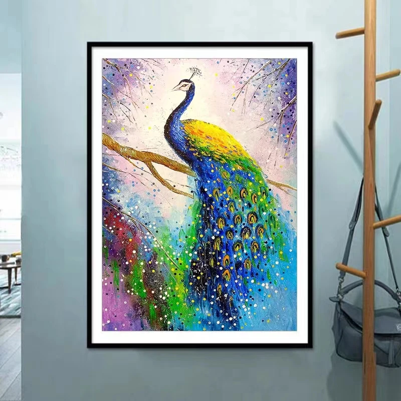 

New Style Diamond Painting Peacock Map Porch Vertical Plate Diamond Cross Embroidery Full Living Room Bedroom Decoration Stitch