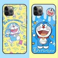cartoon doraemon phone case for iphone 13 12 11 pro max mini x xr xs max 8 7 6s plus se 2020 shell fundas tempered glass