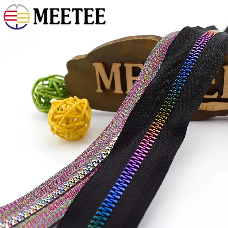 

4/8M Meetee 5# Resin Coded Coil Zipper for Bag Rainbow Zippers Coat Jacket Repair Sewing Zips DIY Garment Tailor Accessories