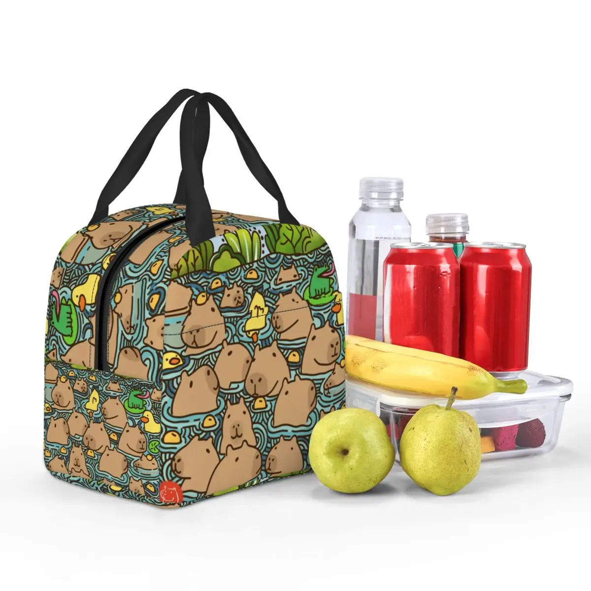 Изолированная сумка для обеда на заказ A Pond Full Of Capybara женщин портативный