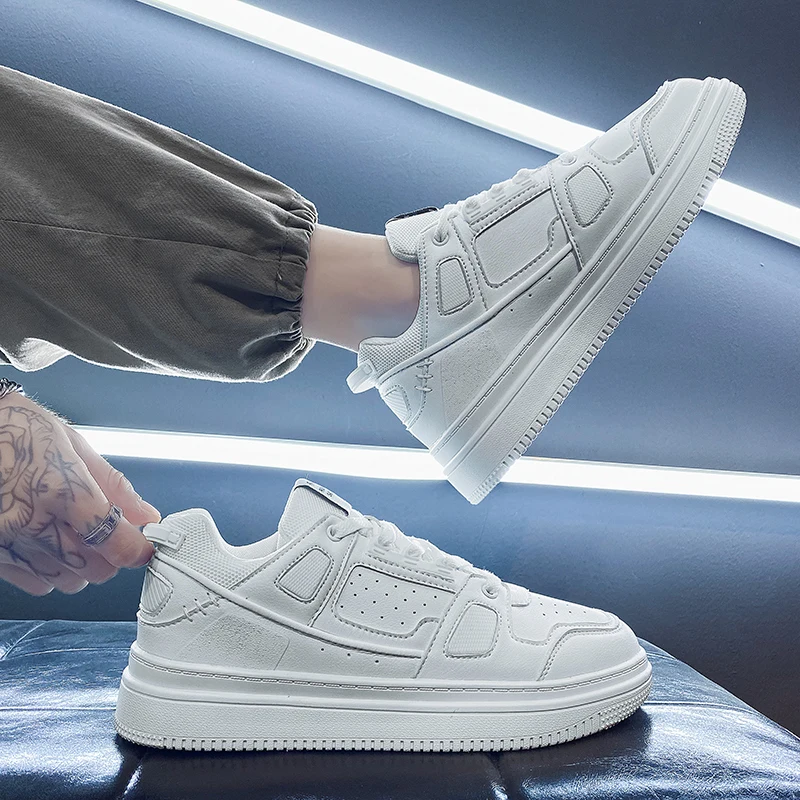 Кроссовки мужские на шнуровке удобные повседневные туфли плоская подошва модная