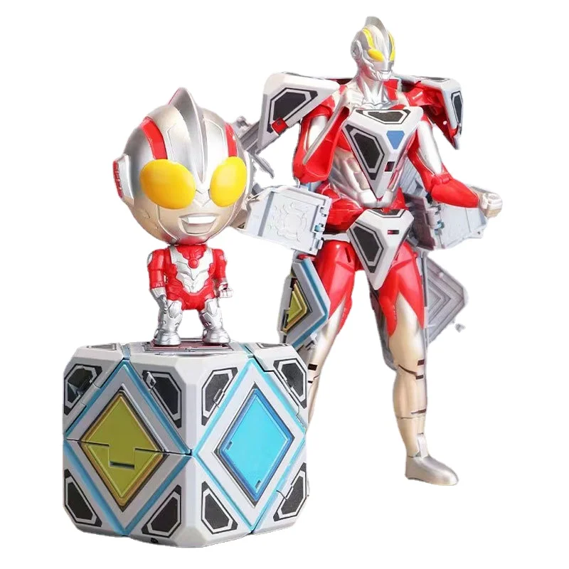

27.5cm PVC Boy Toy Joint Movable Ultraman Transformer Mecha Transformer Magic Cube Transformation Toy Christmas Gift