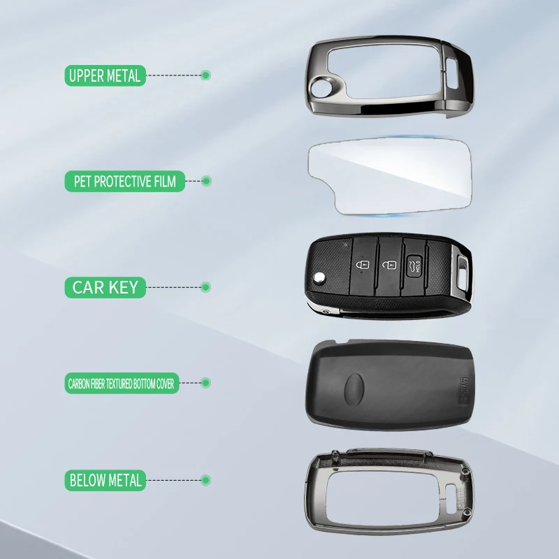 Фото Чехол для автомобильного ключа из цинкового сплава для Kia Picanto, Sportage, GT, RIO3, Cerato, Soul, K5, Ceed, Optima, Seltos, Sorento, Forte, Stinger, Telluride №4