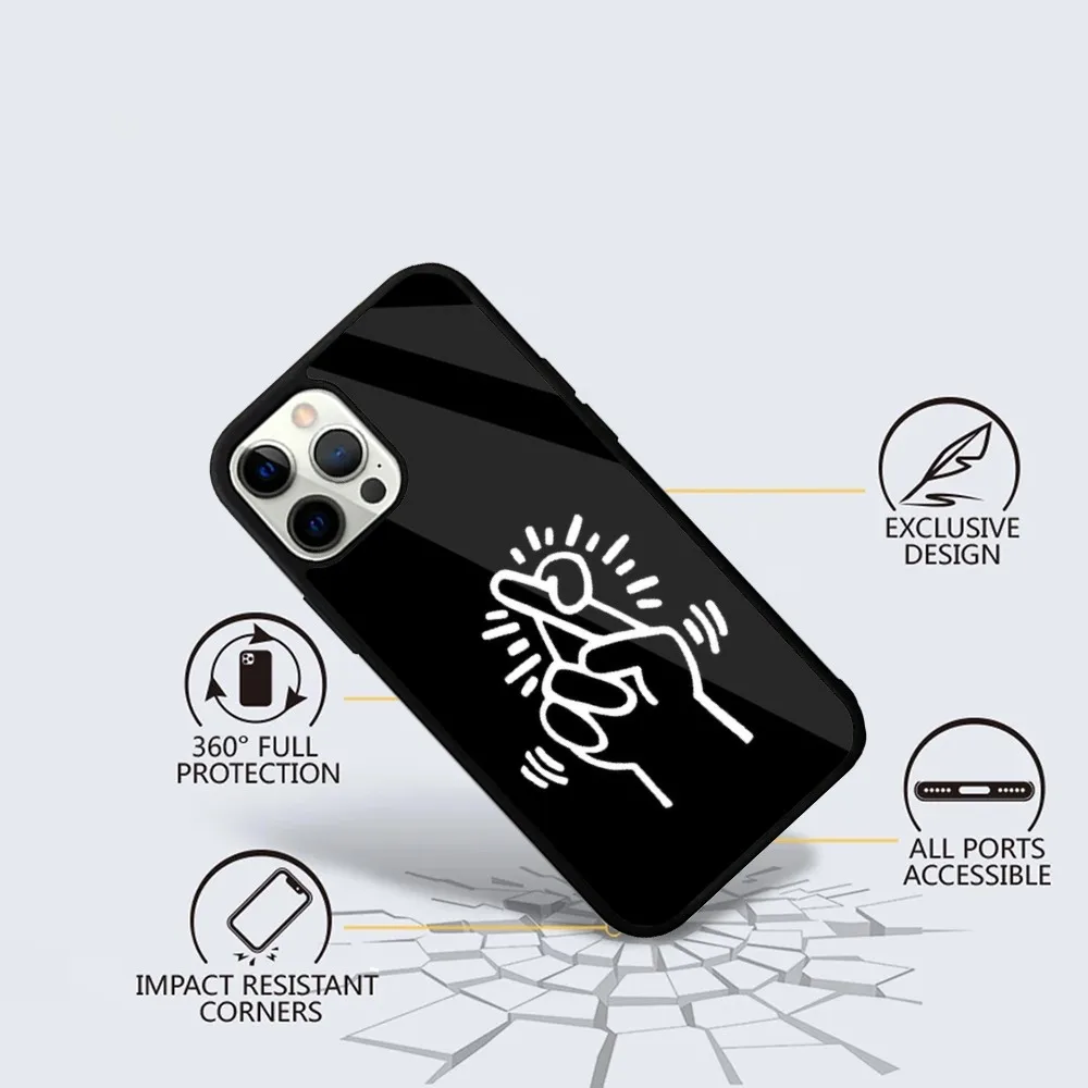 K-KeithS Art H-HaringS Phone Case For iPhone 16 15 14 13 12 11 Plus Pro Max Mini Magsafe Magnetic Wireless Charging