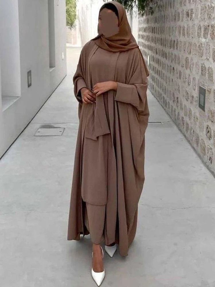 

Dubai Abaya 2 Piece Set for Muslim Woman Kimono and Long Dress Islamic Clothing Saudi Abayat Ramadan Eid Modest Dress Outfit