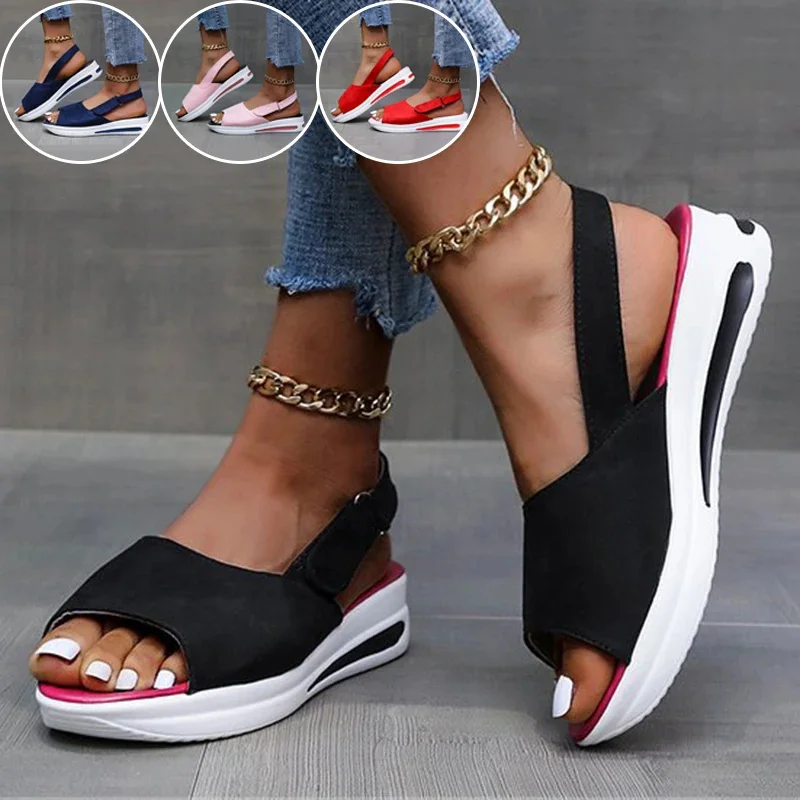 

Fashion New Summer Women Sandals Open Toe Breathable Soft Womens Sandals Wedge Buckle Women's Orthopedic Sandal Footwear Female