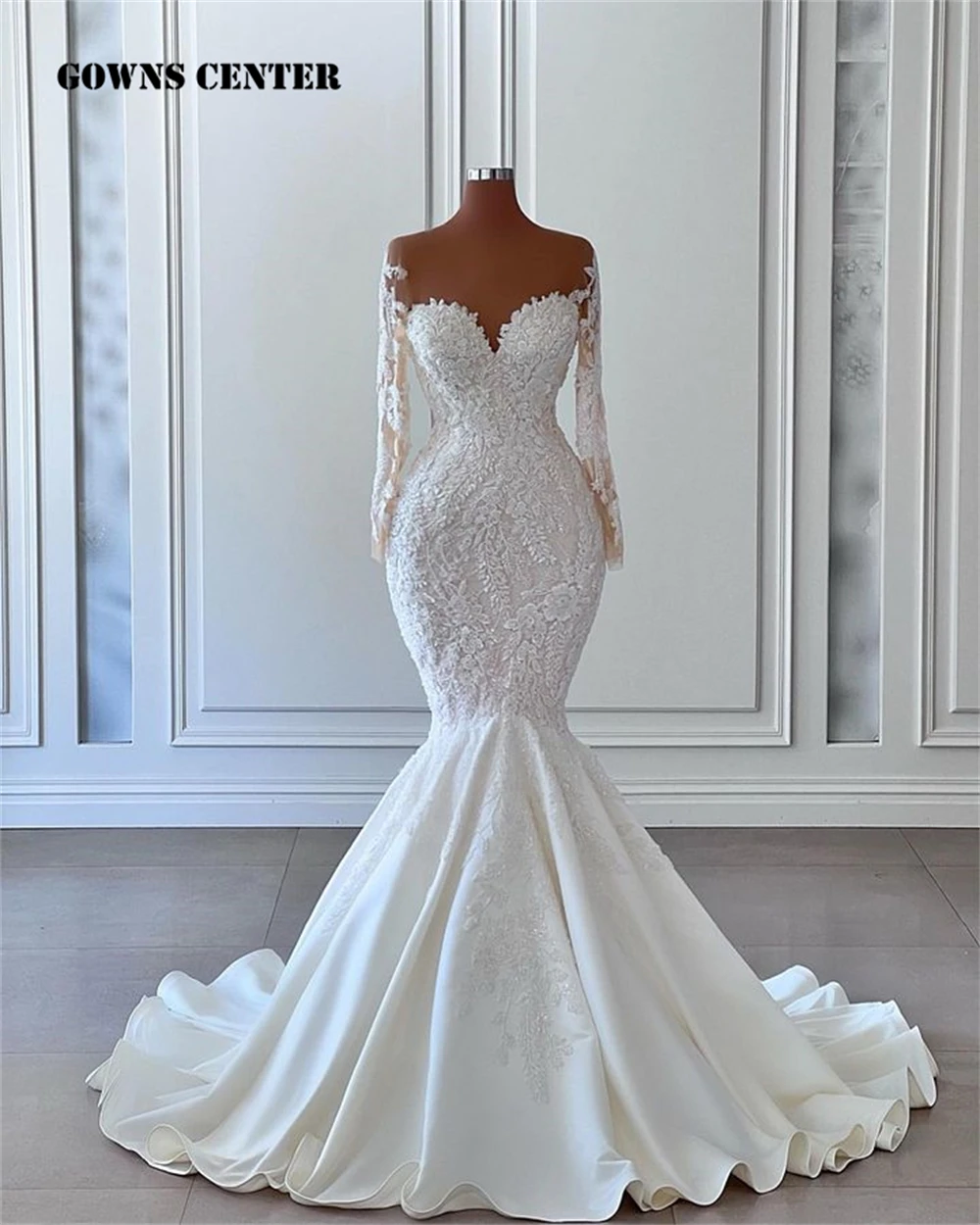 

Saudi Arabia Luxury Beading Lace Applique Long Sleeves Ball Gown Wedding Dress 2023 Gorgeous Princess Bridal Gown Customized