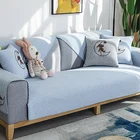 Чехол для дивана из хлопка и льна, с вышивкой