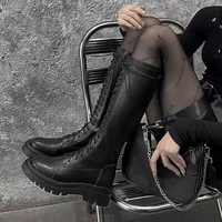 womens boots 2022 new but knee length boots are thin and tall thick soled brown boots elastic boots platform thigh high boots