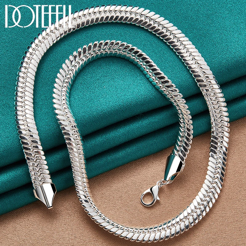 

DOTEFFIL 925 Sterling Silver 10mm Flat Snake Chain Necklace For Man Woman Wedding Engagement Charm Fashion Jewelry