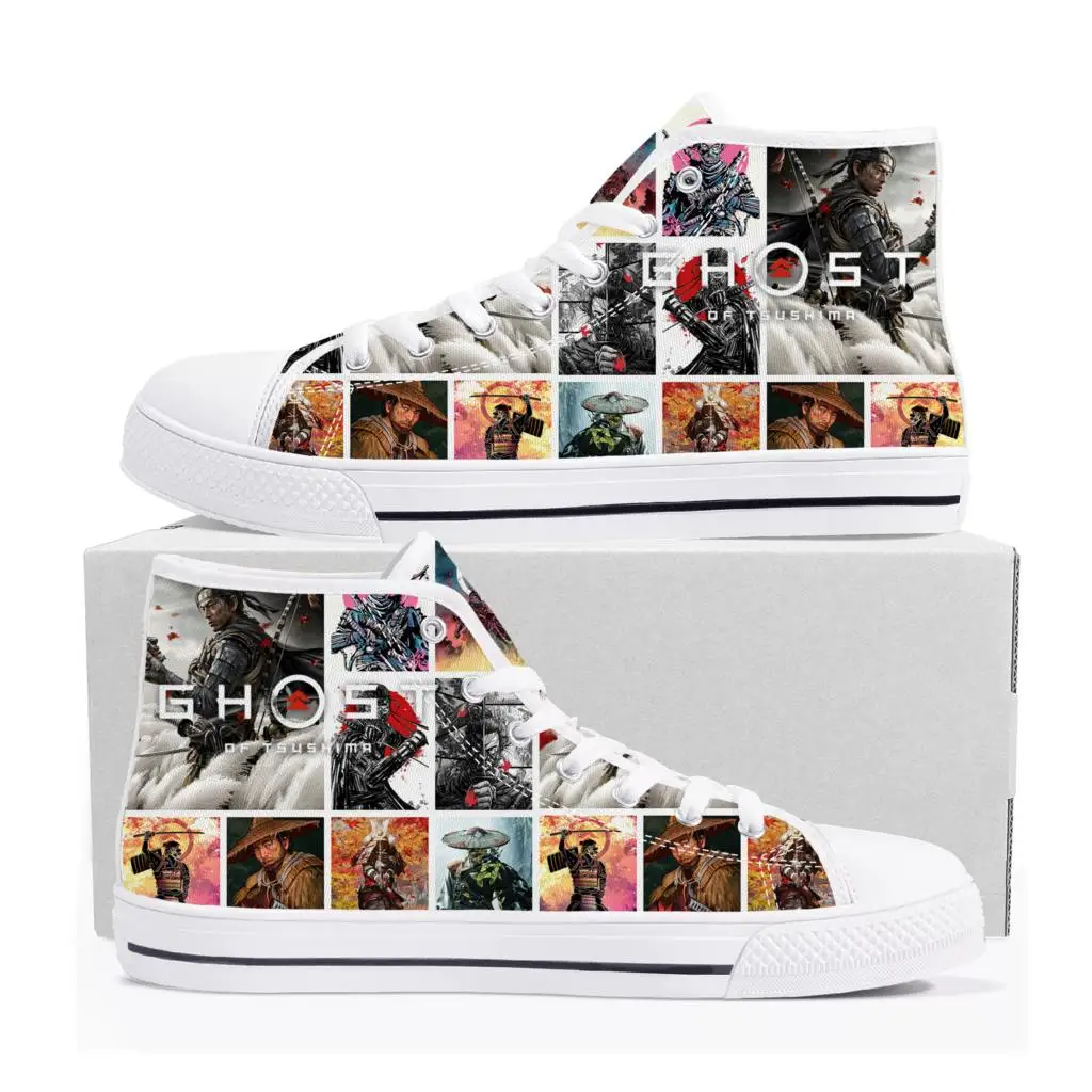 

Ghost of Tsushima High Top Sneakers Cartoon Game Men Women Teenager High Quality Fashion Canvas Shoes Casual Tailor Made Sneaker