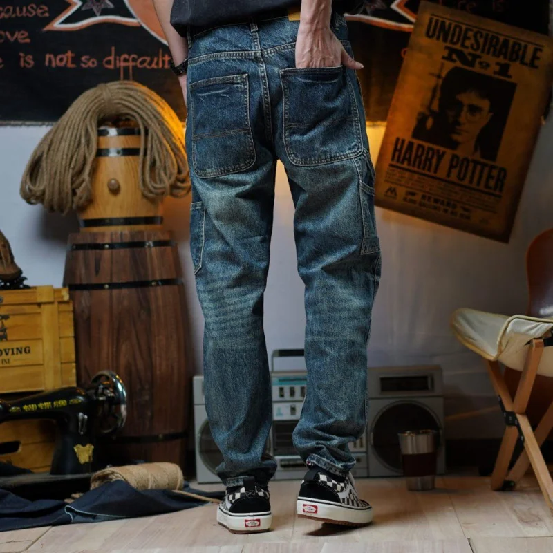 Джинсы в японском стиле мужские свободные микро-конусные уличные трендовые