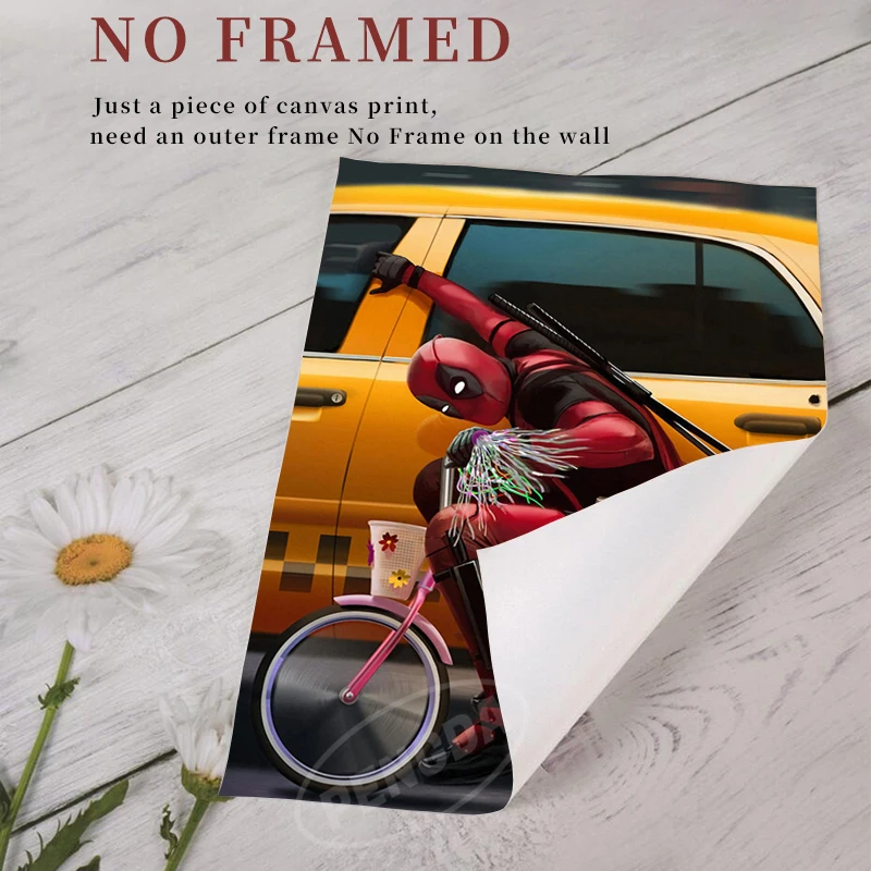 Забавный постер Дэдпул ездить на велосипеде холст картина Мстители принты