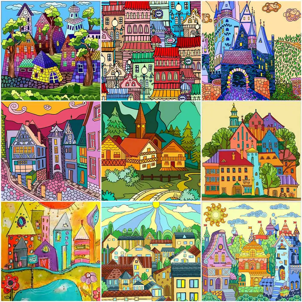 

5D Diy Diamond Painting Kit House Full Square Drill Diamond Embroidery Cartoon Mosaic House Picture Of Rhinestones Home Decor