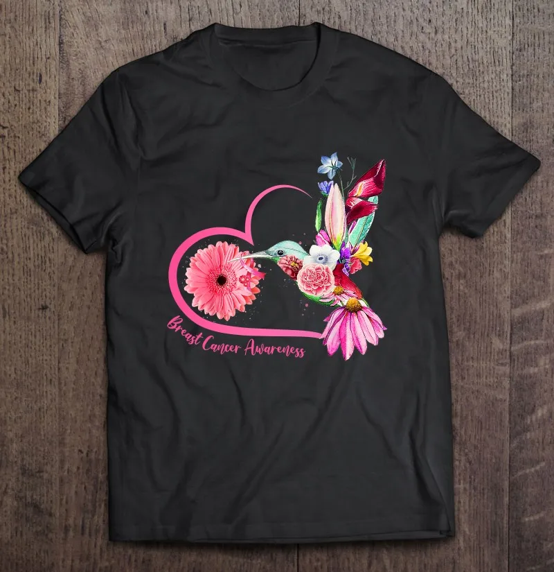 

Футболка мужская оверсайз с принтом Колибри, подсолнуха, розовой ленты