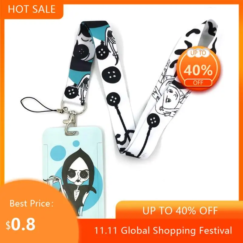 

Coraline Horror Halloween Art Cartoon Anime Fashion Lanyards Bus ID Name Work Card Holder Accessories Decorations Kids Gifts