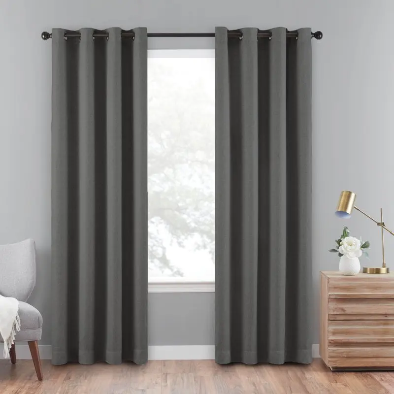 

Cara Textured Solid Absolute Zero 100% Blackout Grommet Top Window Curtain Panel, Charcoal Grey, 40x95