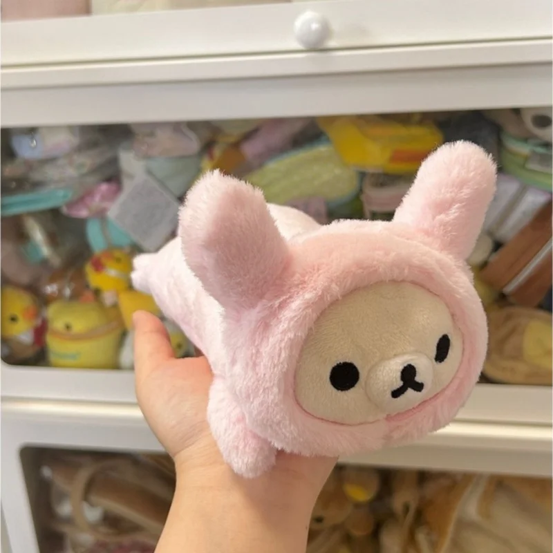 Фото Милый пенал-косметичка Kawaii Rilakkuma Korilakkuma: плюшевые игрушки, мультяшные медведи и зайцы, сумка для хранения канцелярии, школьный подарок, милый чехол для ручек №4