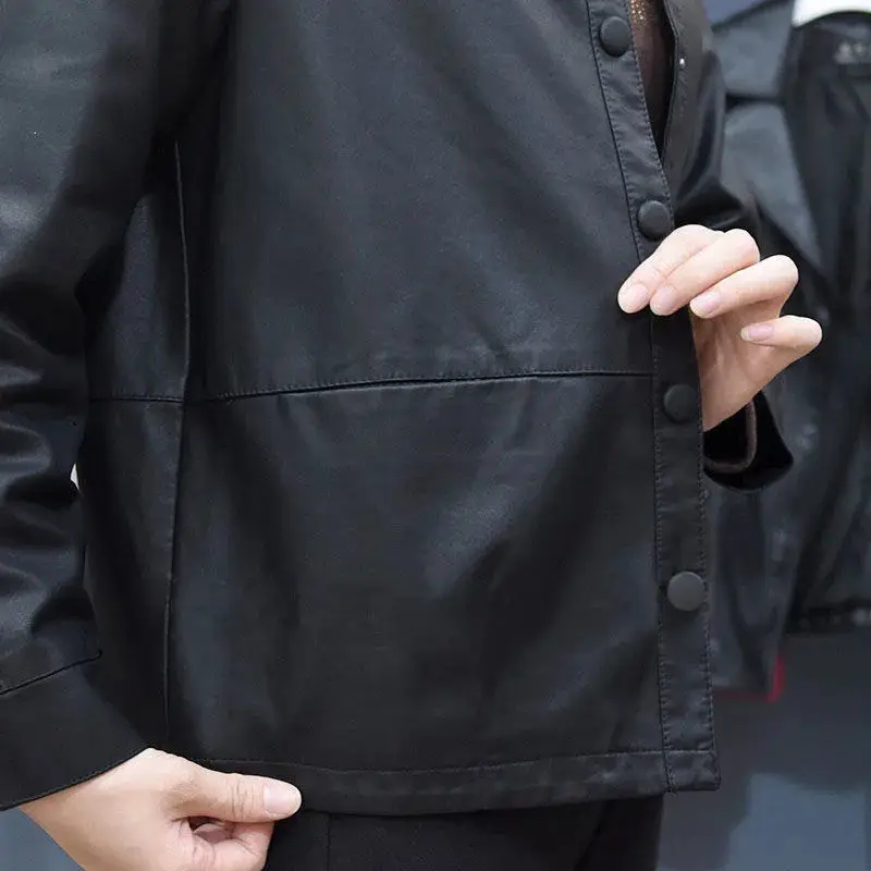 Vintage Short Leather Jacket Women Korean Fashion Motorcycle Ladies PU Leather Jacket 2022 Spring And Autumn Black Jacket 6XL