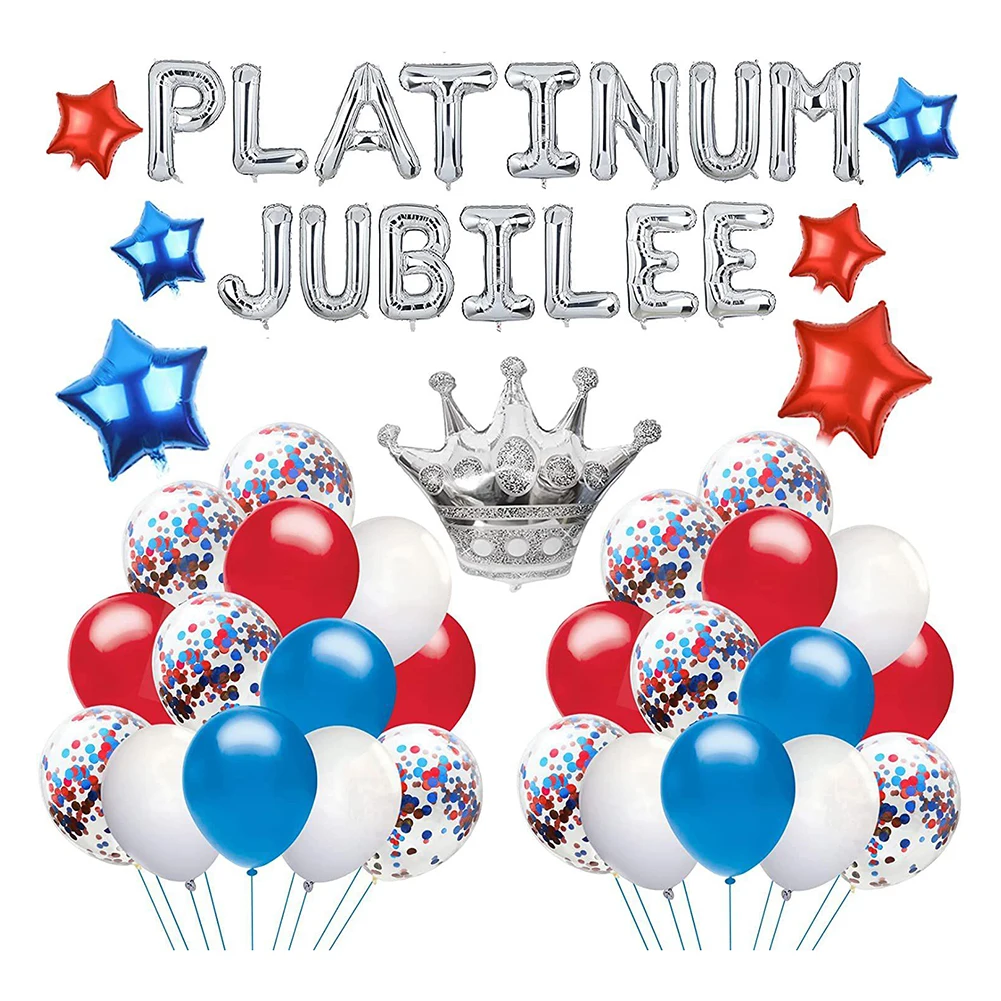 

44pcs Balloon Jack Queen Jubilee Street Party Decorations Bunting Banners Plates Balloon Party Disposable Home Decor