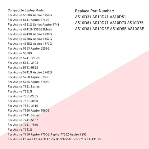 Сменный аккумулятор для Acer AS10D31 AS10D51 AS10D81 AS10D75 AS10D61 AS10D41 AS10D71 для Aspire 4741 5552G 5742 5750G 5741G