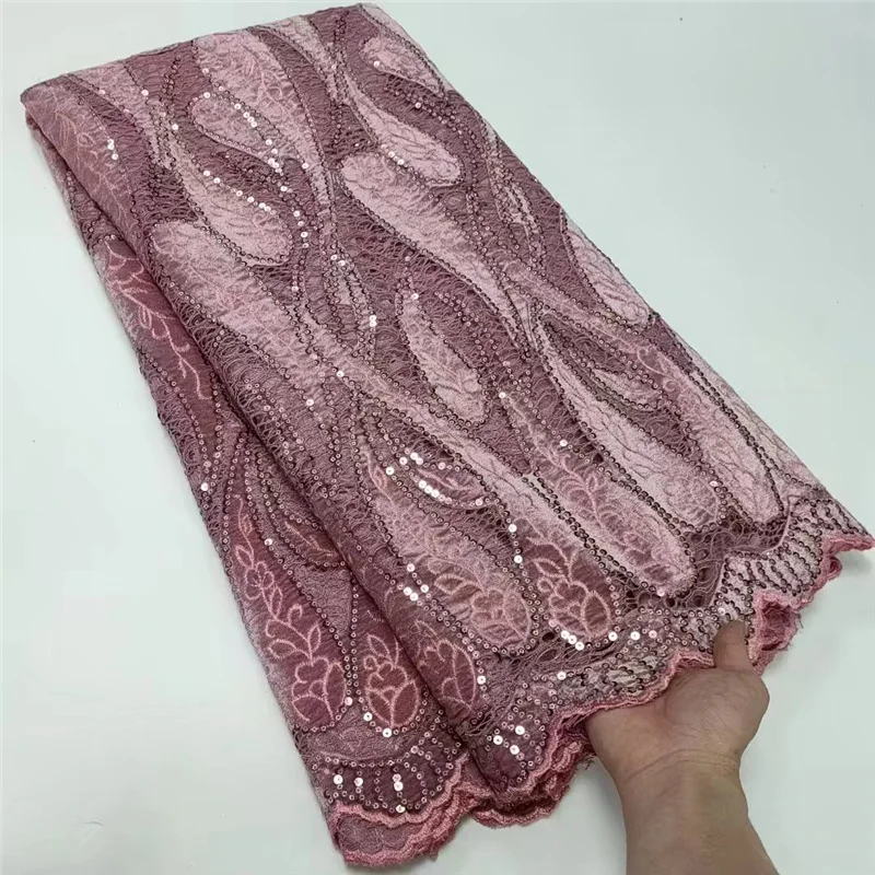 

High Quality 5Yards African George Lace Fabric With Net Sequins And Stones Embroidered George Lace Fabric For the wedding PL