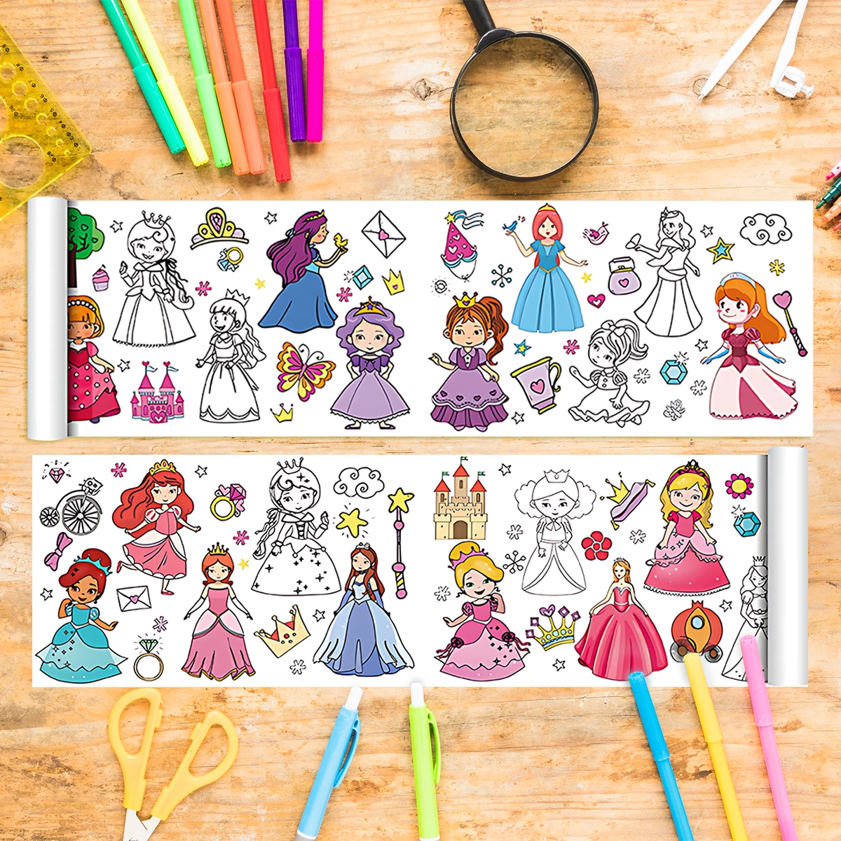 Динозавр транспортировка Принцесса Граффити свиток День Рождения Декор дети