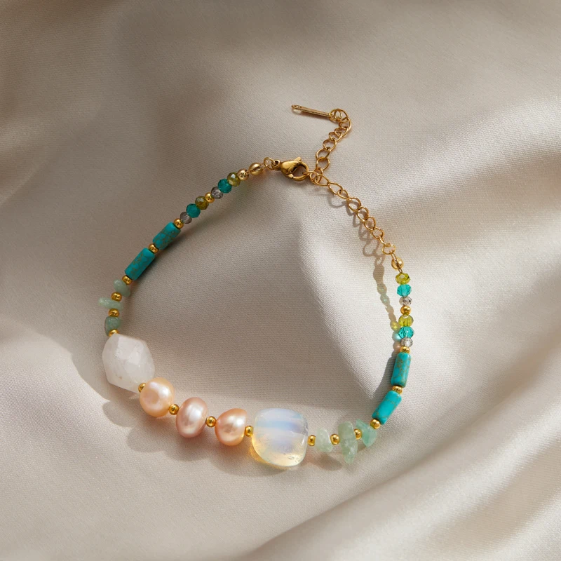 

New Fashion Crystal Natural Stone Luxury Bracelet for Women Exquisite Natural Pearl Bangles Party Jewelry Accessories