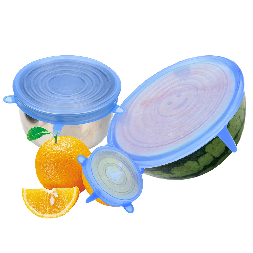 

6pcs Silicone Caps Stretch Lids Universal Silicone Food Lids Wrap Bowl Pot Lid Silicone Cover Pan Cooking Kitchen Accessories