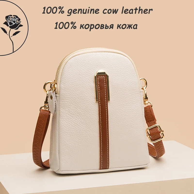 

2023 New Women Genuine Leather Handbag Female Tote Purse High Quality Solid Color Cow Leather Shoulder Crossbody Bags For Women